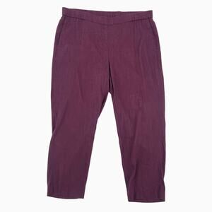 J.Jill Burgundy Linen Stretch Pull On Ankle Pants Size XL